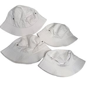 Lot of 4 Newhattan White Cotton Bucket Hats L/XL 100% Cotton Sun Outdoor New-